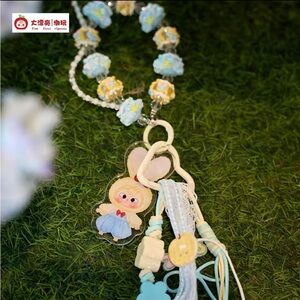 Baby Three Keychain Cute Bunny Kids Necklace with Beads